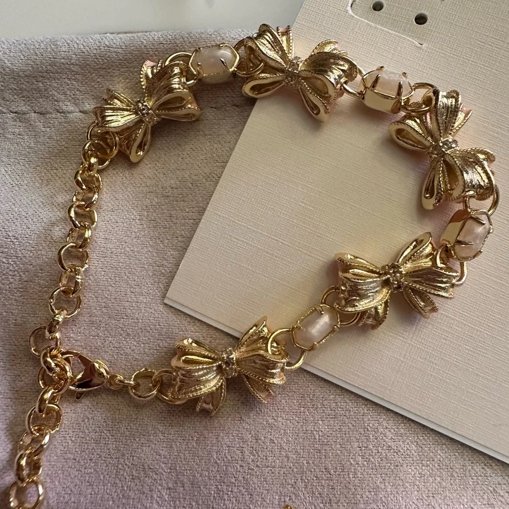 Kendra Scott x LoveShackFancy Bow Gold Delicate Chain Bracelet NEW‎